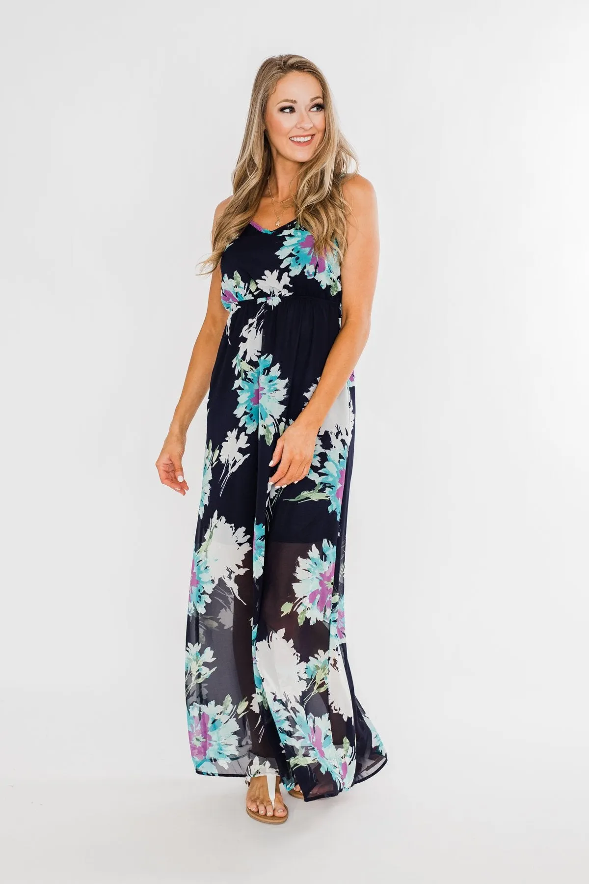 Finest Moment Navy Floral Maxi Dress