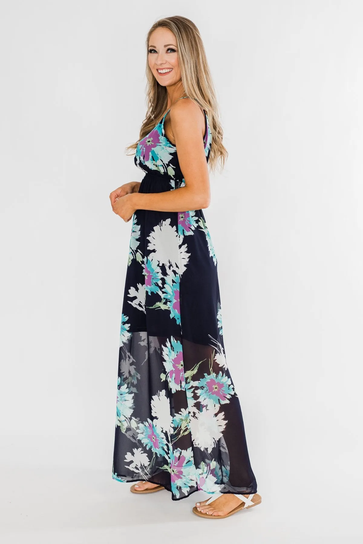 Finest Moment Navy Floral Maxi Dress