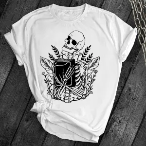 Floral Skeleton With Book Tee