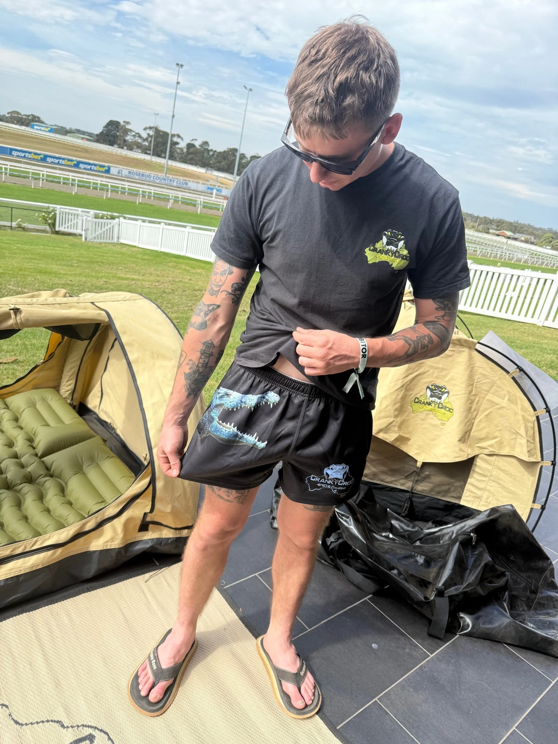 Footy Shorts with Zippered Pockets