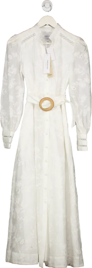 Forever New Porcelain Autumn Embroidered Midi Dress UK 6