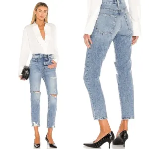 Frame Denim Le Original Slim-Straight Leg Jeans In Cascade Blue Size 26