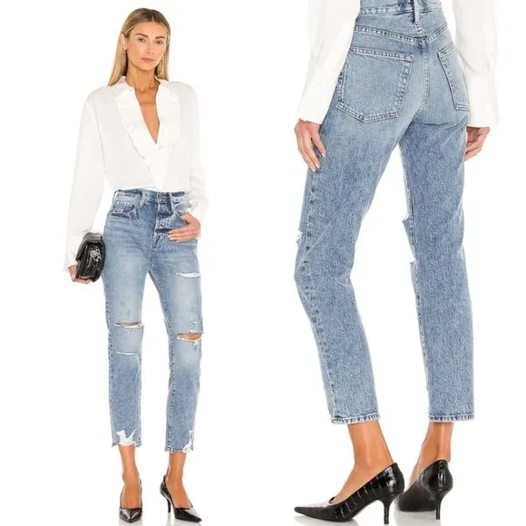 Frame Denim Le Original Slim-Straight Leg Jeans In Cascade Blue Size 26