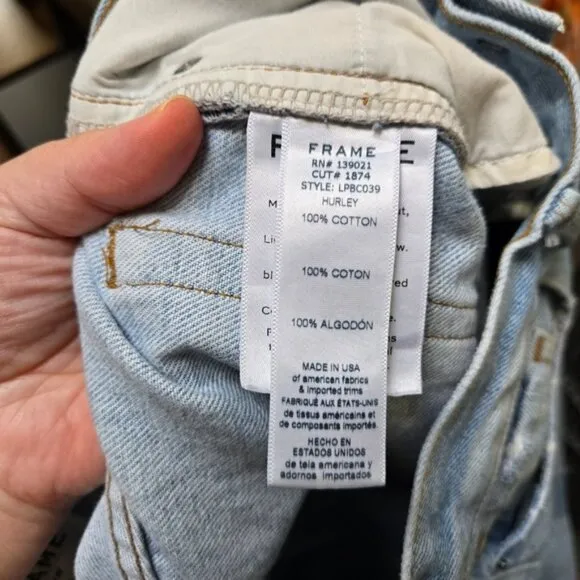 Frame Hurley Cropped Jeans Light Blue Denim