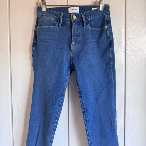 FRAME Le High Blue Skinny Jeans