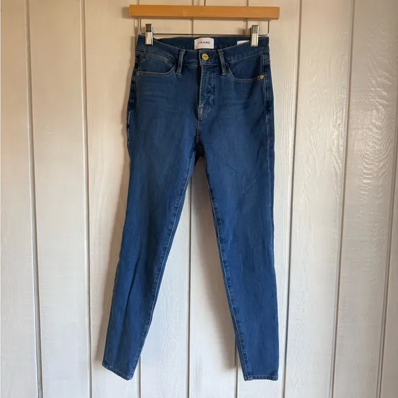 FRAME Le High Blue Skinny Jeans