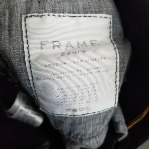 Frame Le skinny de Jeanne black distressed denim jeans size 25