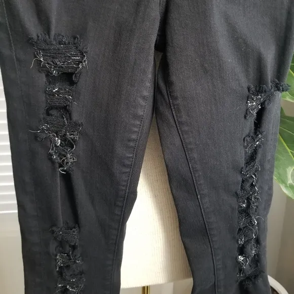 Frame Le skinny de Jeanne black distressed denim jeans size 25