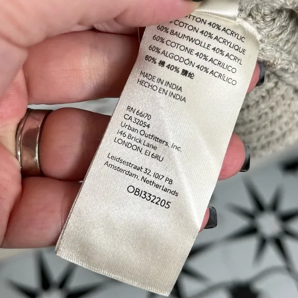 Free People Cream Colored Oversized Ribbed Sweater