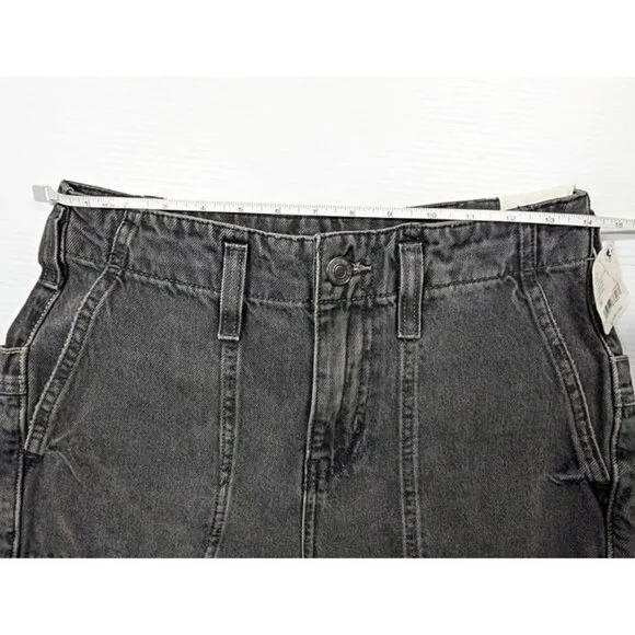 Free People Major Leagues Mid Rise Cuffed Black Jeans Size 26 (MSRP $128)