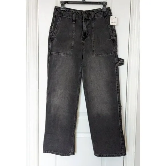 Free People Major Leagues Mid Rise Cuffed Black Jeans Size 26 (MSRP $128)
