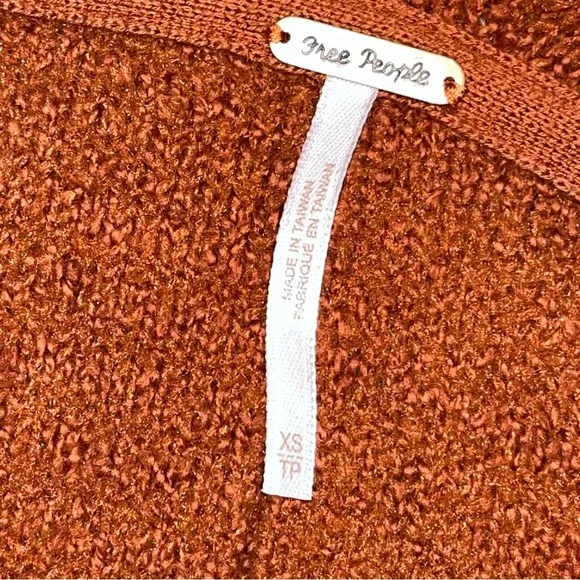 Free People Orange Reverie V Neck Sweater