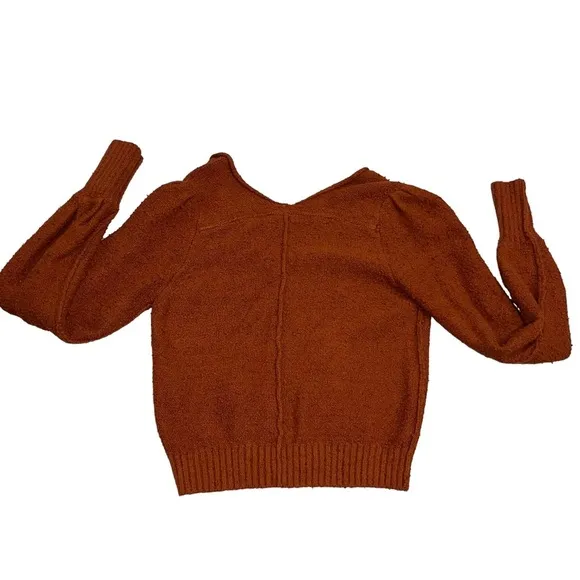 Free People Orange Reverie V Neck Sweater