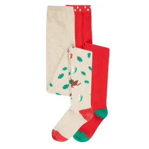Frugi Norah Infant 2 Pack Tights Red Robin