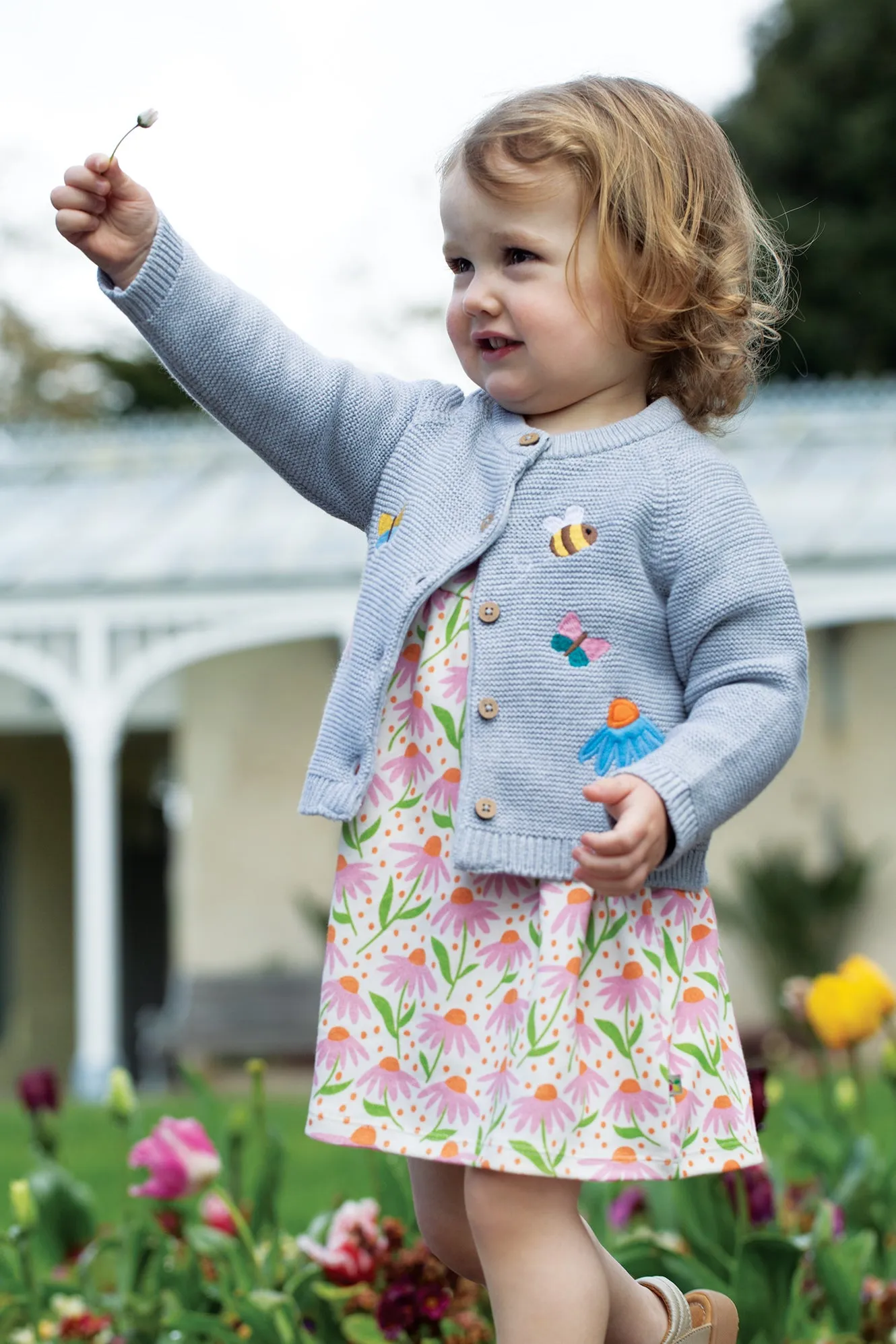 Frugi Taille Dress Om9co White Echinacea