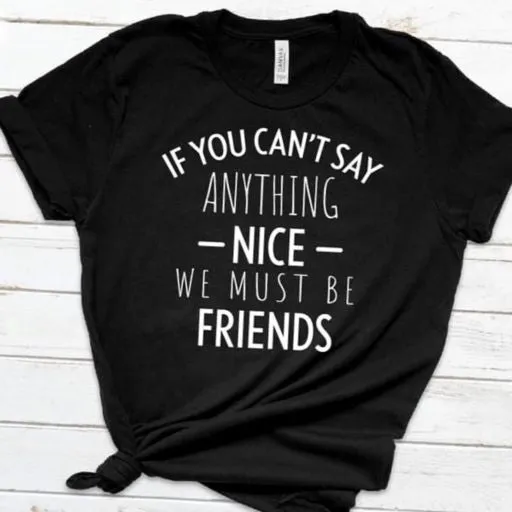 Funny t-shirt  "If you can't say anything nice...we must be friends" LOL black