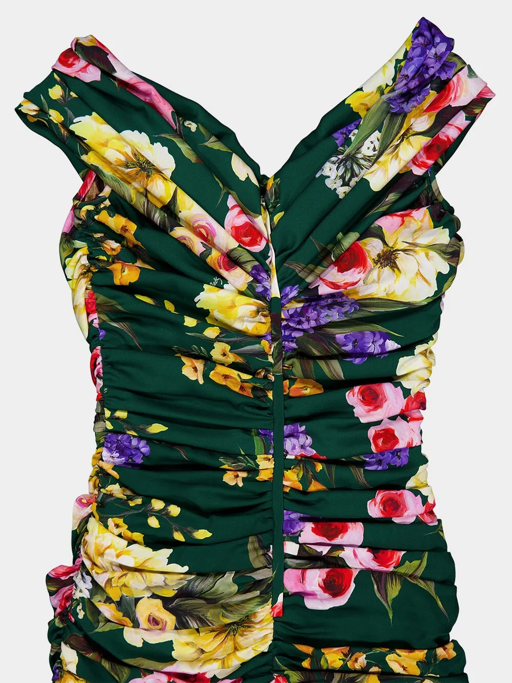Garden Print Draped Sheath Dress