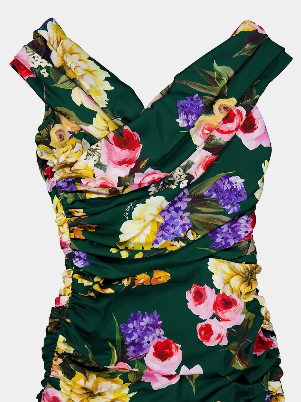 Garden Print Draped Sheath Dress