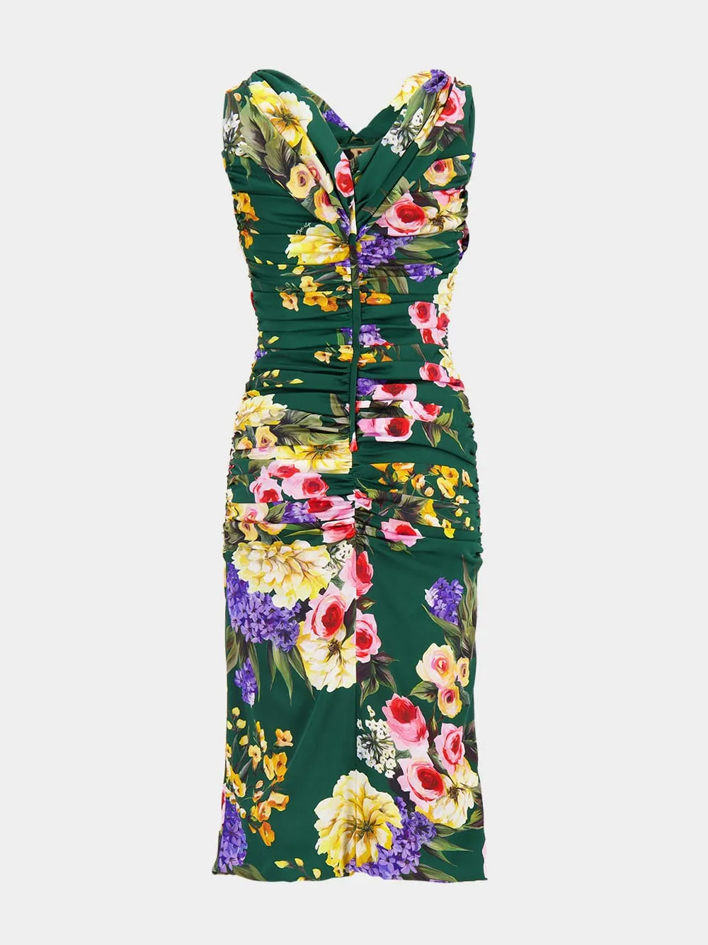 Garden Print Draped Sheath Dress
