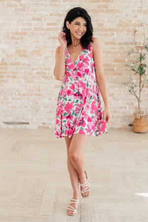 Getting Tan V-Neck Dress- Pink