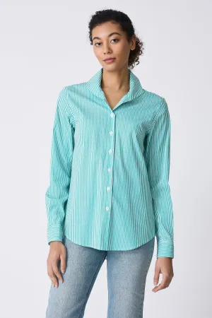 Ginna Box Pleat Shirt - Miami Stripe Green