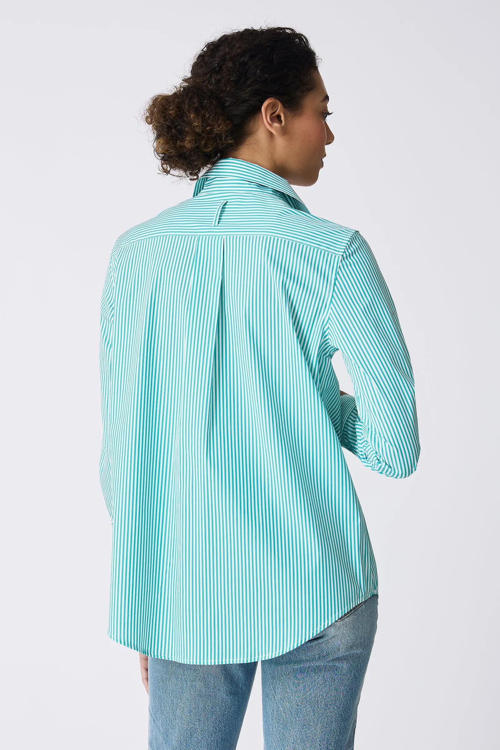 Ginna Box Pleat Shirt - Miami Stripe Green
