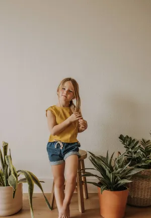 Girl's Denim Drawstring Shorts