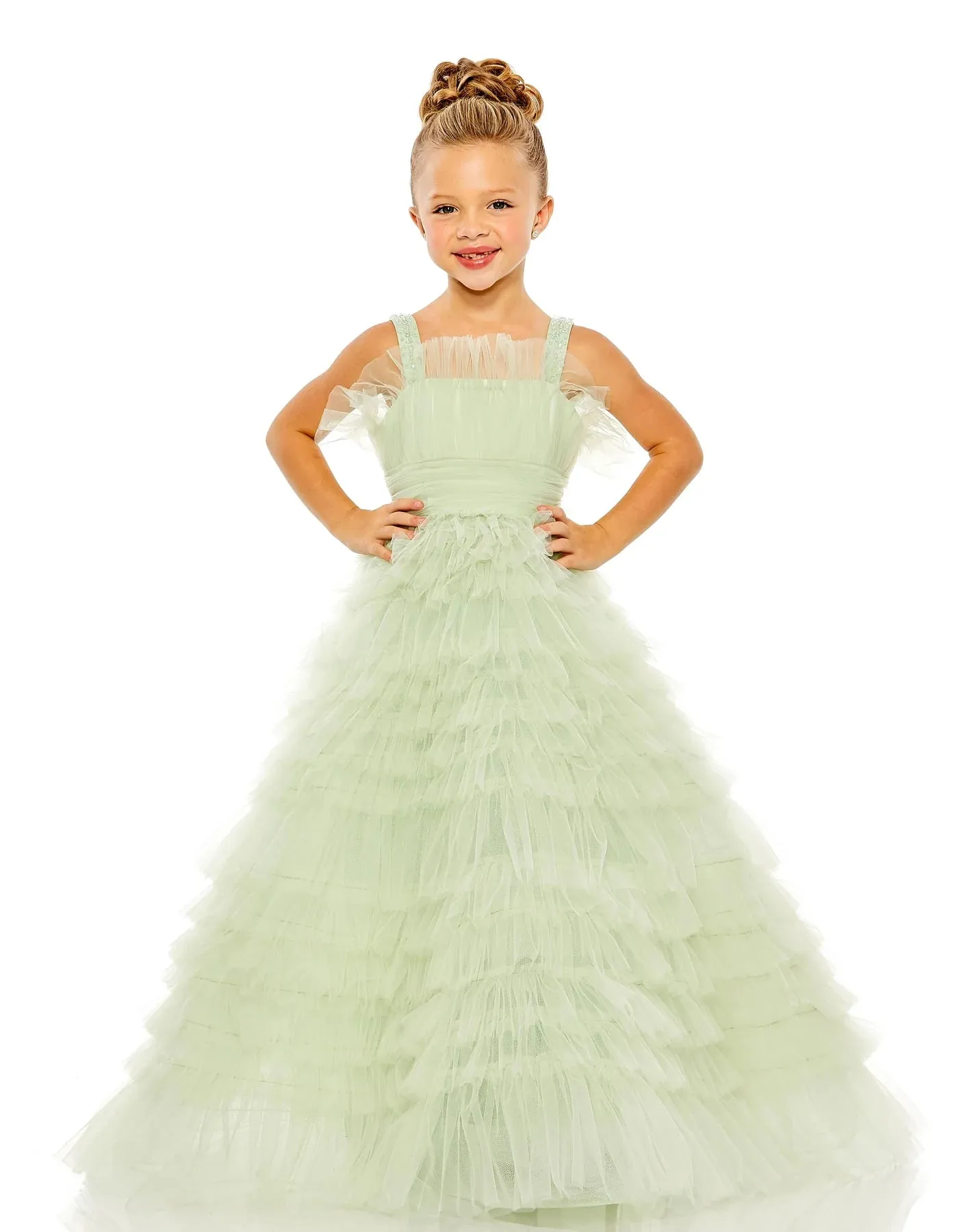 GIRLS TULLE RUFFLE BALLGOWN