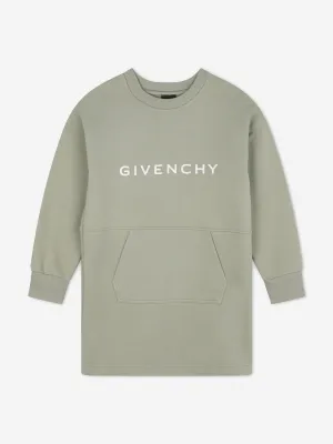 Givenchy Girls Logo Sweater Dress in Green