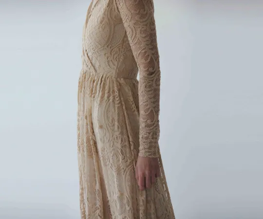 Golden  Lace Bohemian Dress #1233