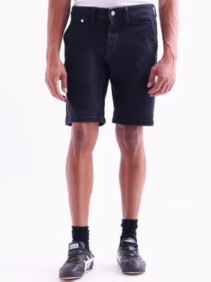 Grey Plain Denim Shorts