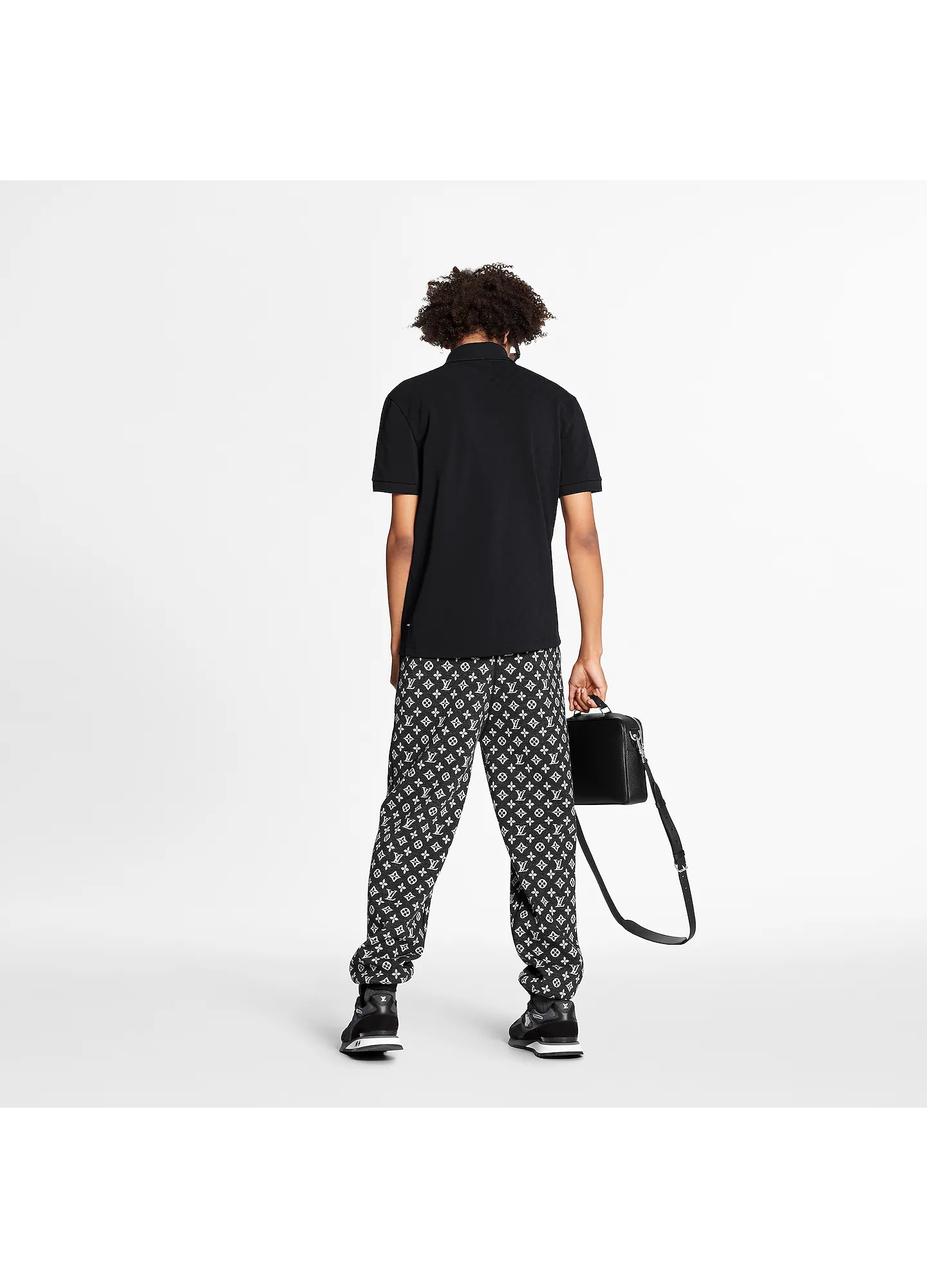 HALF DAMIER POCKET BLACK L/V MEN POLO