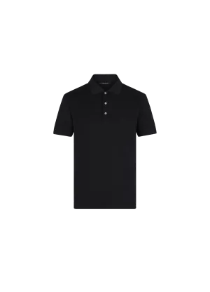 HALF DAMIER POCKET BLACK L/V MEN POLO