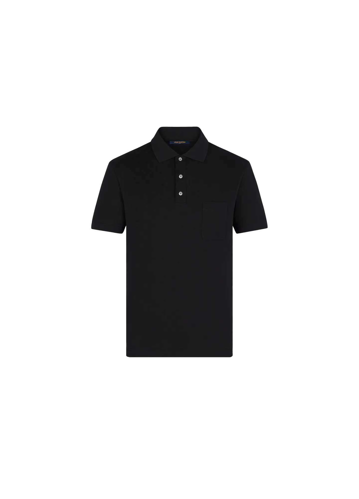 HALF DAMIER POCKET BLACK L/V MEN POLO