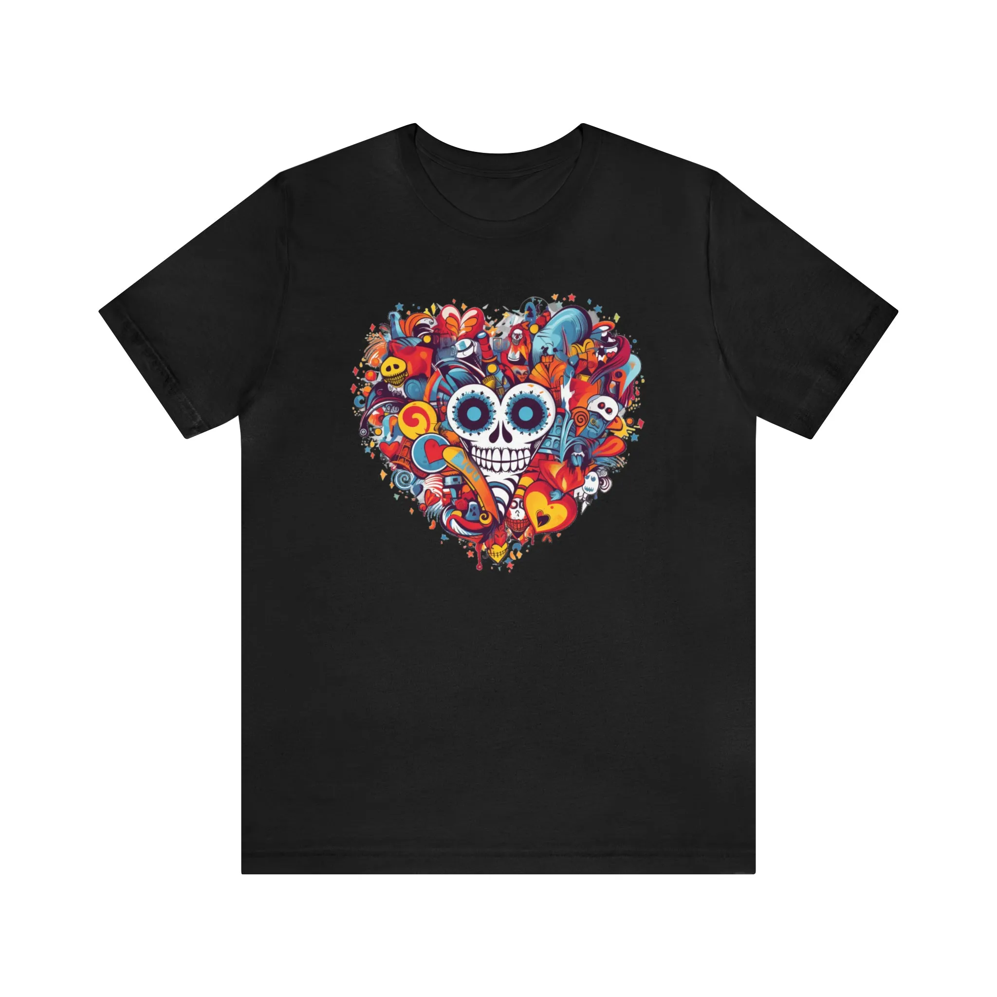Halloween Skeleton Heart T-Shirt | Scary Ghost Tee |  Bella Canvas 3001 Unisex | Spooky Creature Short Sleeve Tshirt