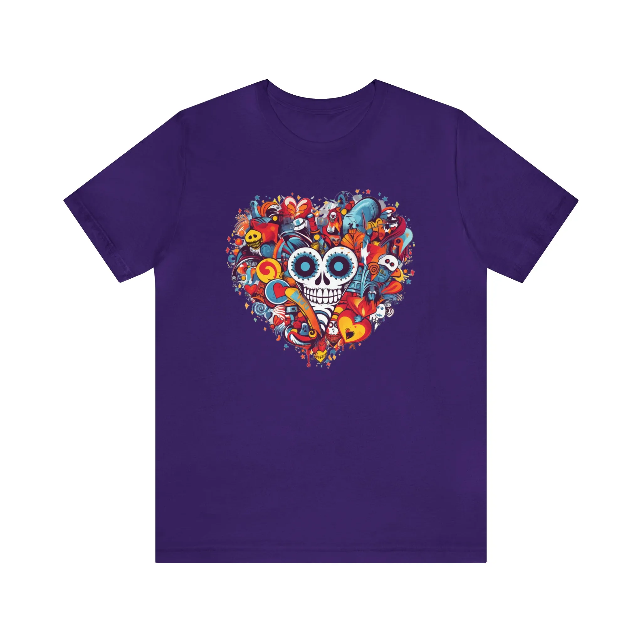 Halloween Skeleton Heart T-Shirt | Scary Ghost Tee |  Bella Canvas 3001 Unisex | Spooky Creature Short Sleeve Tshirt