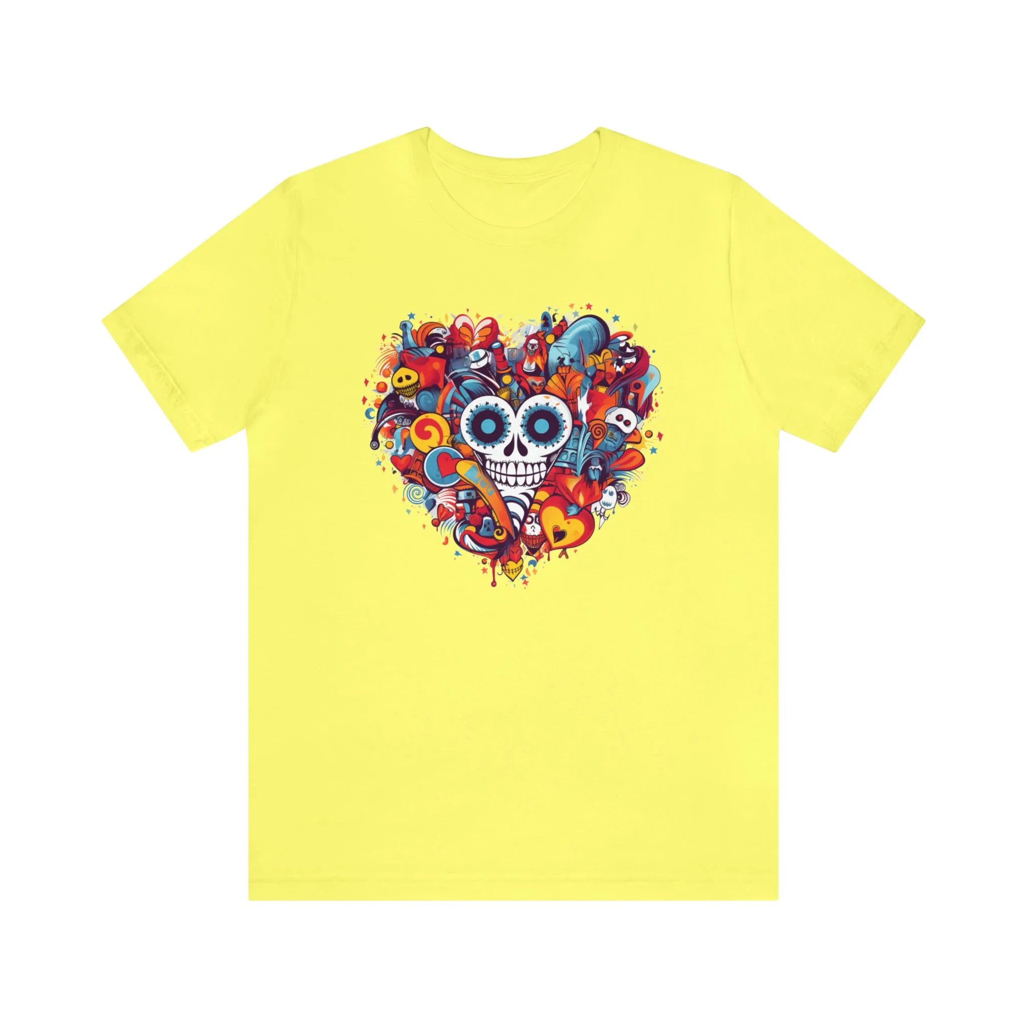 Halloween Skeleton Heart T-Shirt | Scary Ghost Tee |  Bella Canvas 3001 Unisex | Spooky Creature Short Sleeve Tshirt