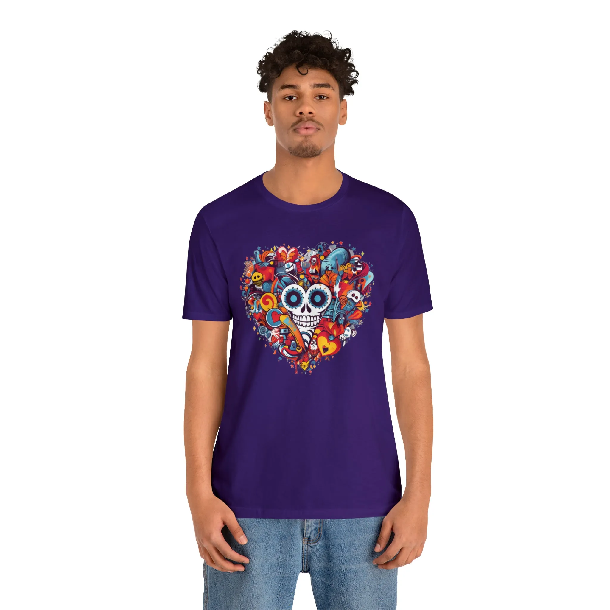 Halloween Skeleton Heart T-Shirt | Scary Ghost Tee |  Bella Canvas 3001 Unisex | Spooky Creature Short Sleeve Tshirt
