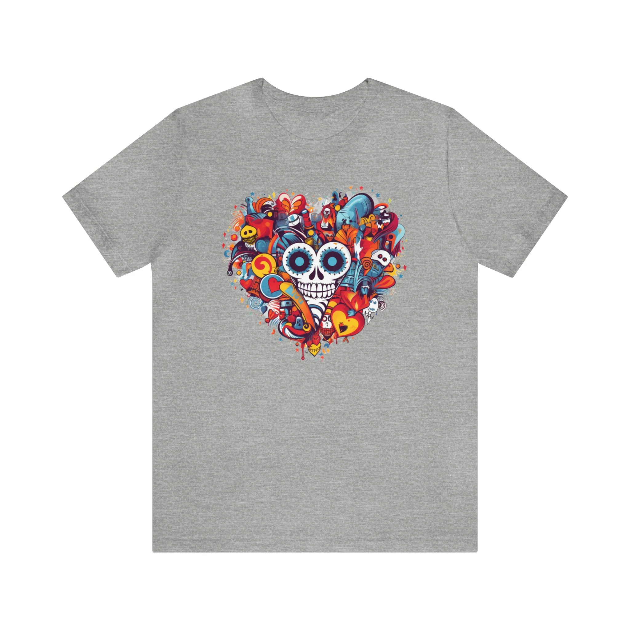 Halloween Skeleton Heart T-Shirt | Scary Ghost Tee |  Bella Canvas 3001 Unisex | Spooky Creature Short Sleeve Tshirt