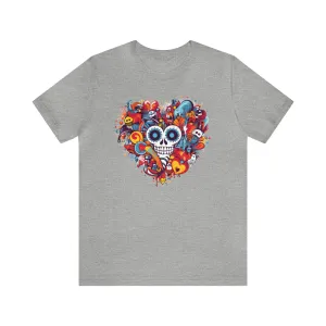Halloween Skeleton Heart T-Shirt | Scary Ghost Tee |  Bella Canvas 3001 Unisex | Spooky Creature Short Sleeve Tshirt