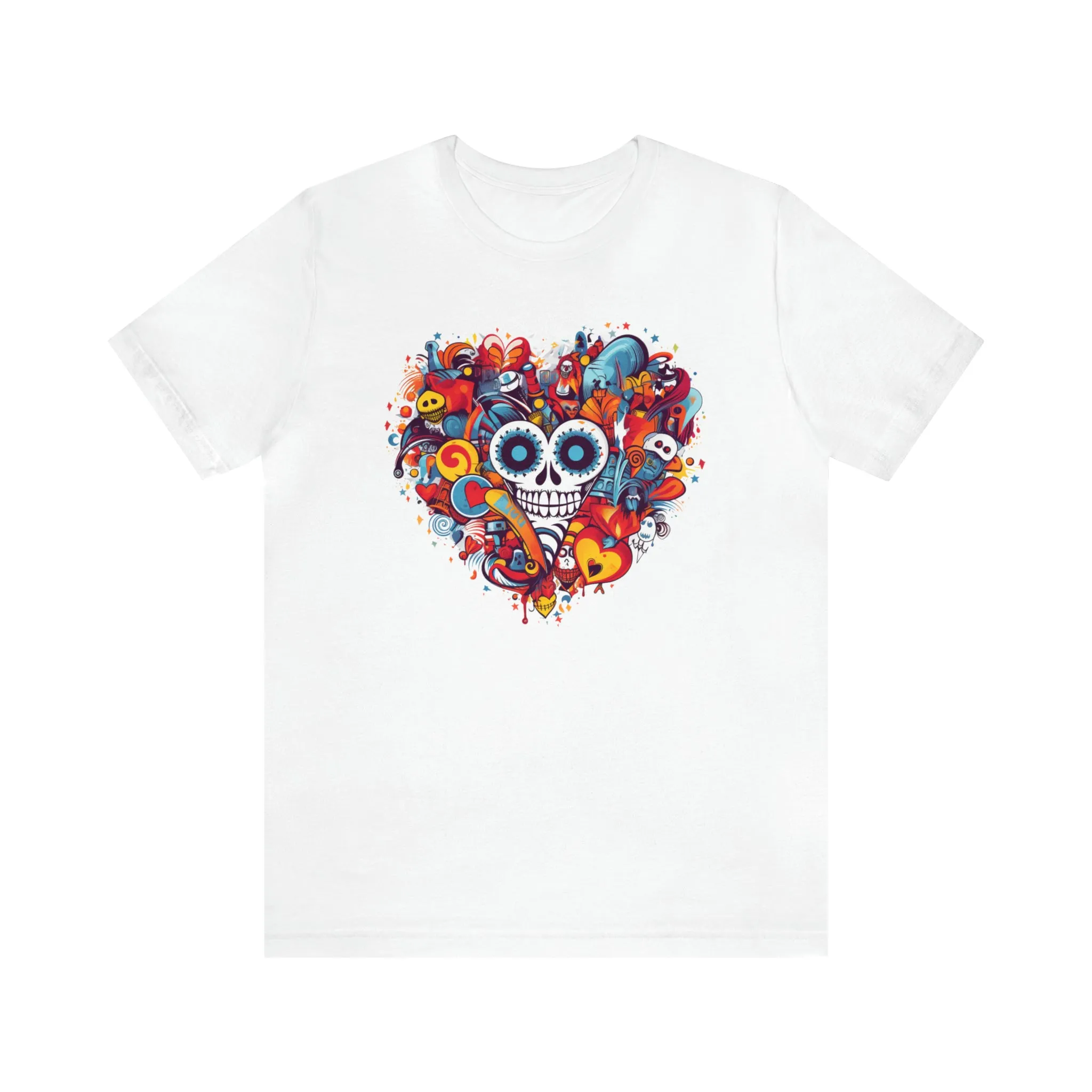 Halloween Skeleton Heart T-Shirt | Scary Ghost Tee |  Bella Canvas 3001 Unisex | Spooky Creature Short Sleeve Tshirt