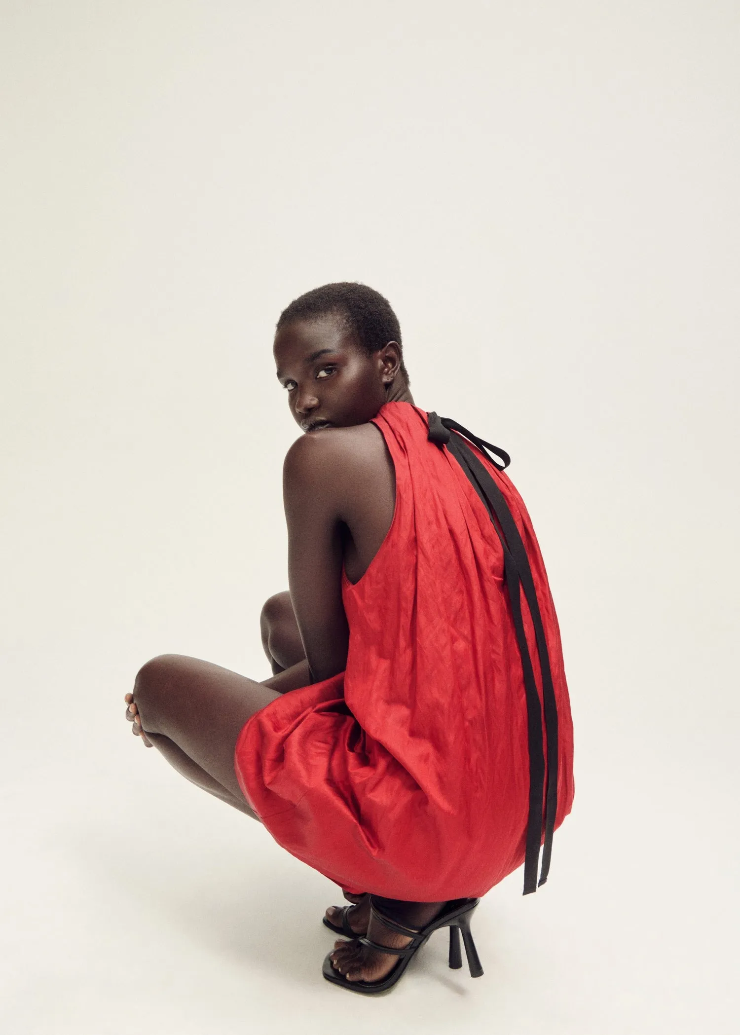 Halter dress with bow detail