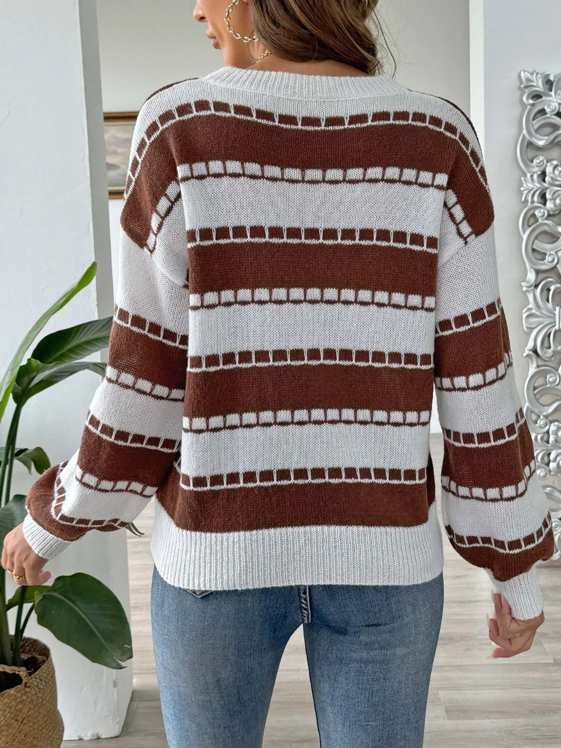 Hazel Blues® |  Heart Round Neck Long Sleeve Sweater