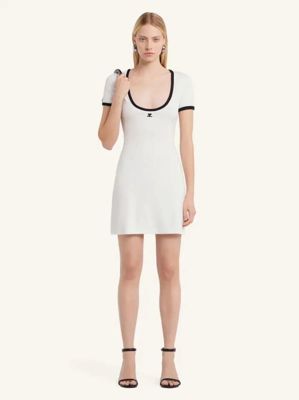 Heritage White and Black Holistic Contrast Mini Dress
