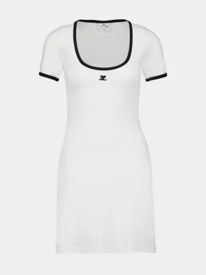 Heritage White and Black Holistic Contrast Mini Dress