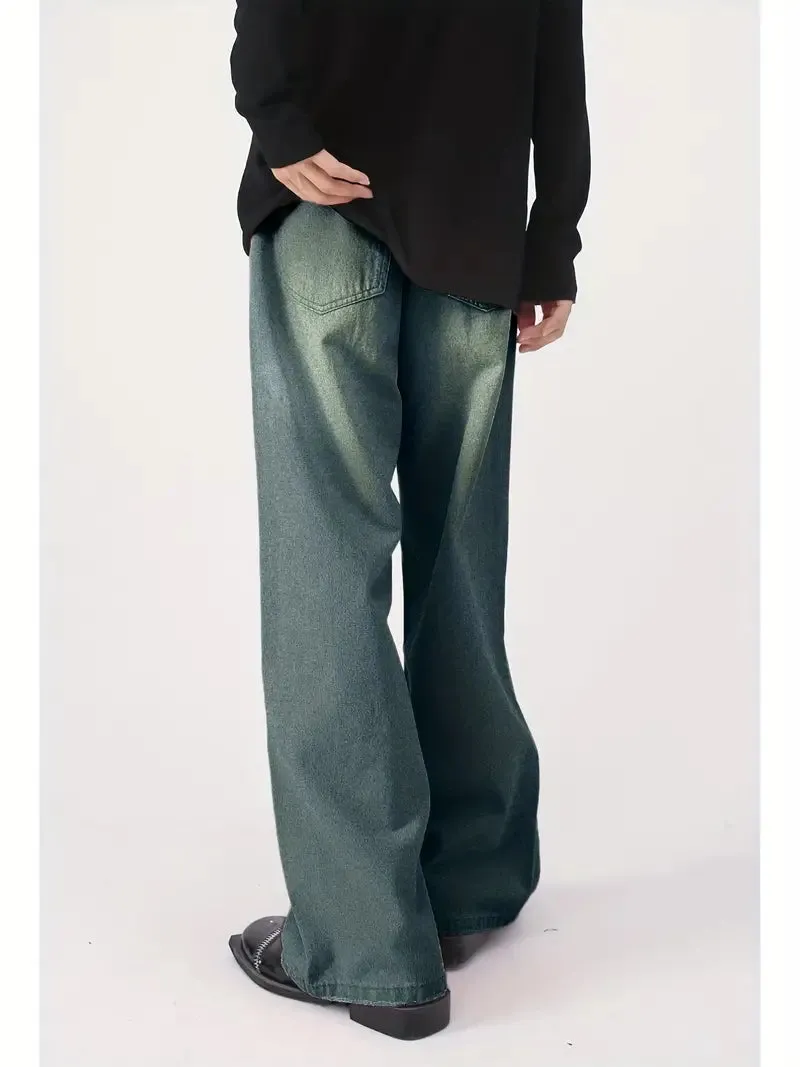 Herren Vintage Upcycle Baggy Jeans mit Ausgebleichtem Effekt