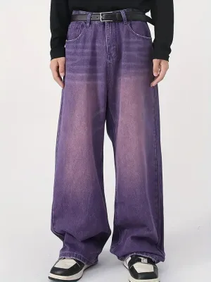 Herren Vintage Upcycle Baggy Jeans mit Ausgebleichtem Effekt