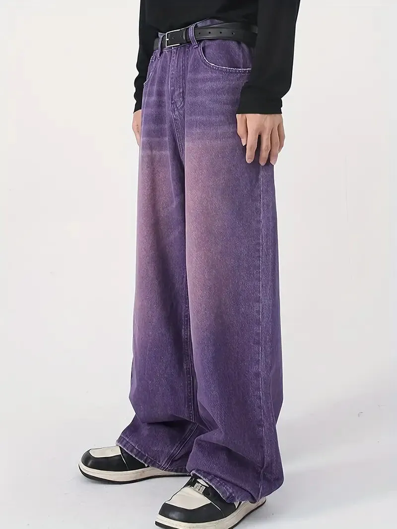 Herren Vintage Upcycle Baggy Jeans mit Ausgebleichtem Effekt