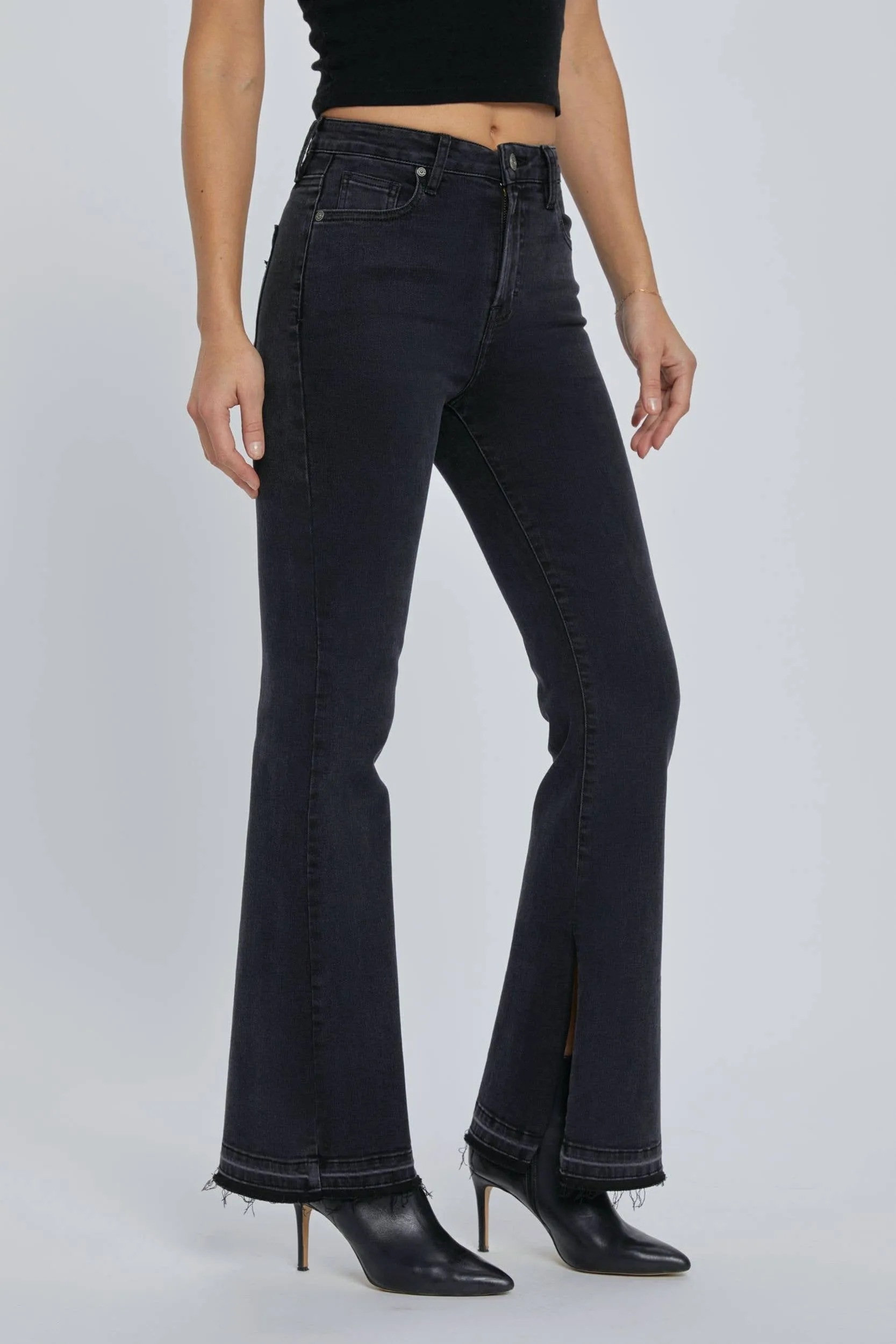 High Rise Happi Flare with Slit by Hidden Jean