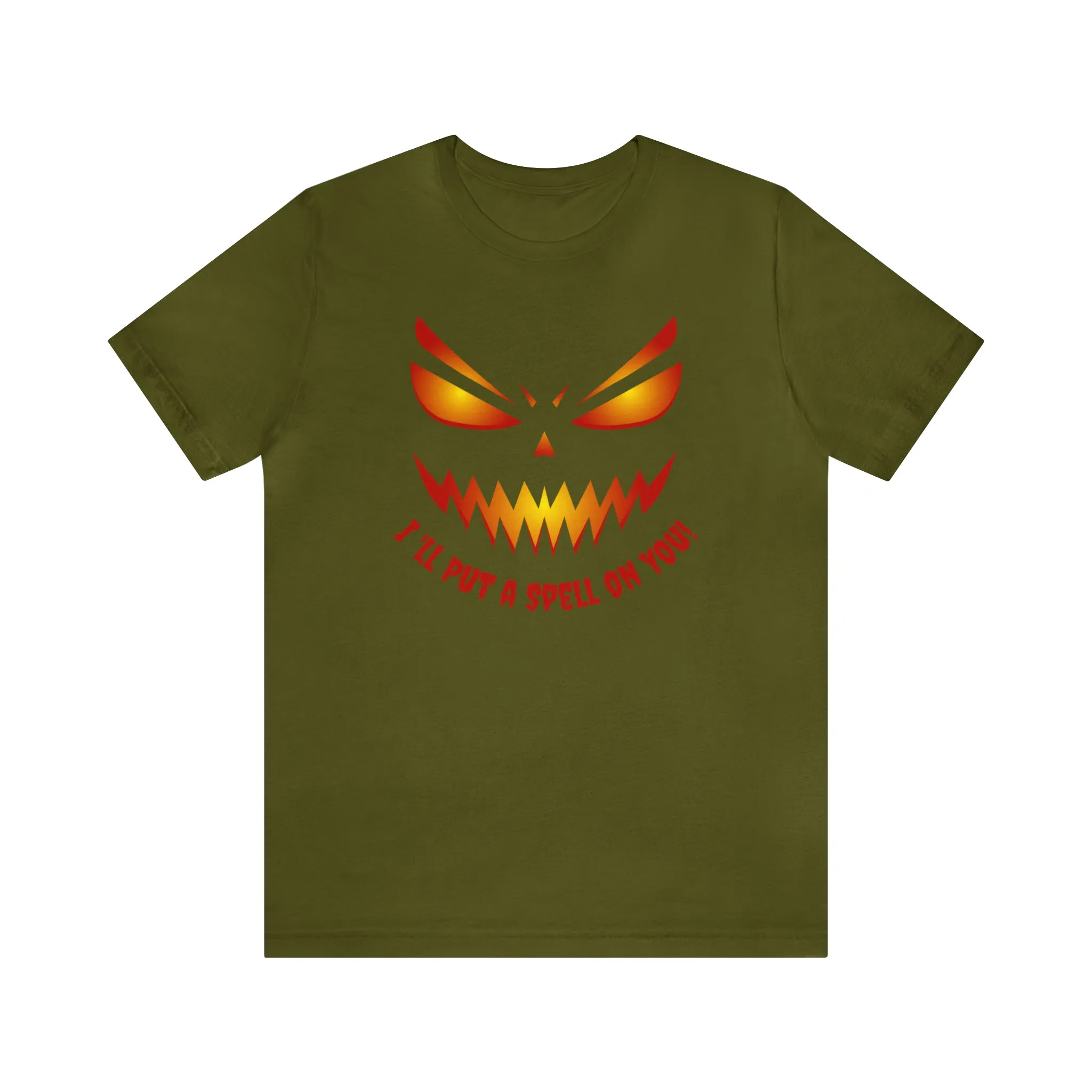 I'll Put a Spell on You Halloween T-Shirt | Creepy Jack-o'-Lantern Face Tee |  Bella Canvas 3001Unisex | Haunted Short Sleeve Tshirt